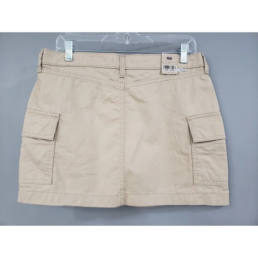 NEW Levi's 94 Cargo Skirt Khaki Size 28 Mini‎ Tan Beige - 100% Cotton Short